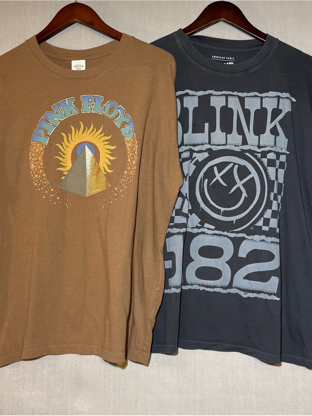 2 American Eagle Band T-Shirts Pink Floyd & Blink